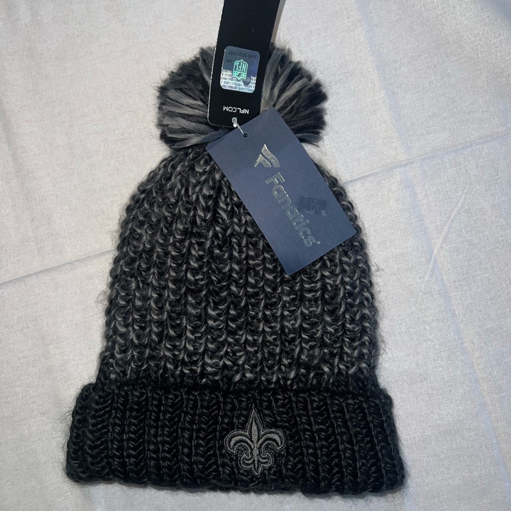 New Orleans Saints NOLA Black Knit Beanie with Pom Pom‎